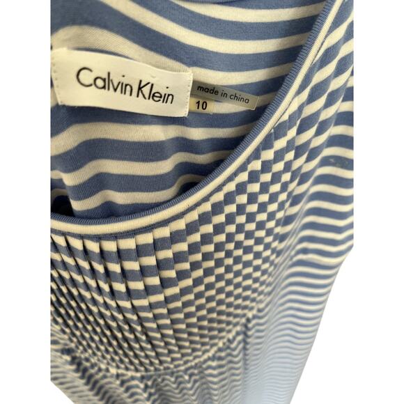 Calvin Klein Womens 10 Tank Sun Dress Maxi Empire Cotton Preppy Cottage Coastal - Picture 2 of 4